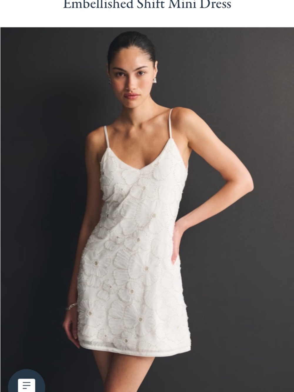 ISO: Abercrombie & Fitch White Embellished Slip Mini Dress